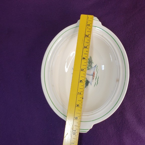 Vintage Steubenville "Sandra" Serving Bowl USA Sailboat Palm Trees Art Deco - Picture 6 of 6